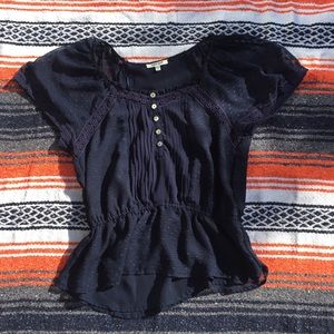 Daniel Rainn Navy Lace Detail Blouse